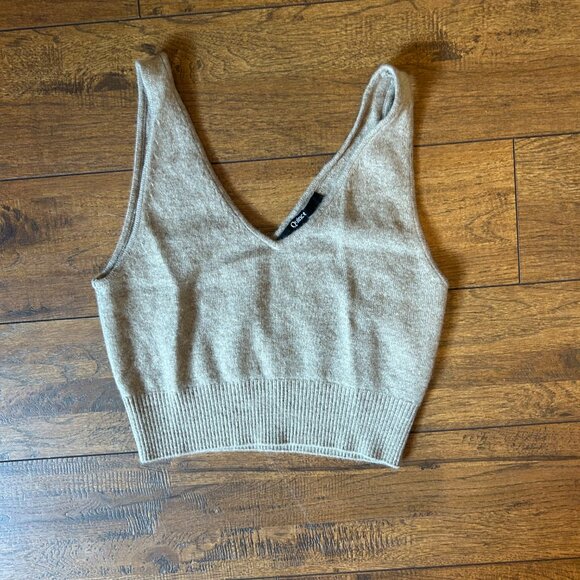 Quince Mongolian Cashmere Midi Skirt & Sweater Tank Size Small Heather Oatmeal - Picture 6 of 7